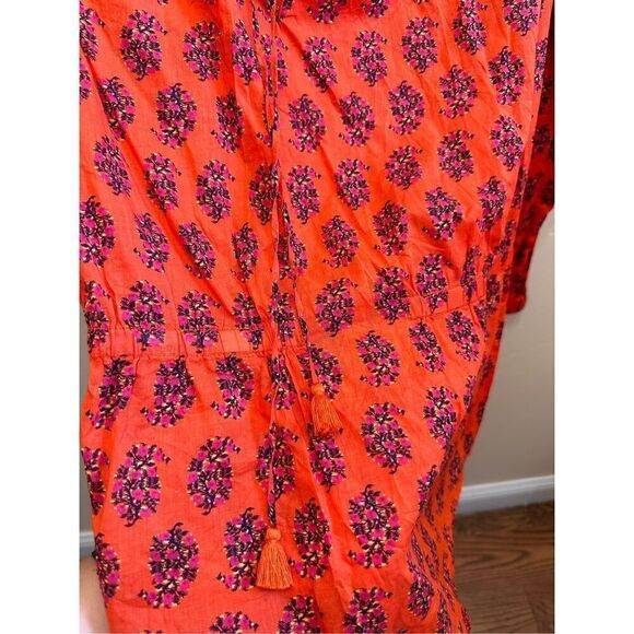Tory Burch Orange and Pink Floral Long Sleeve Top Size 8 - Picture 2 of 4